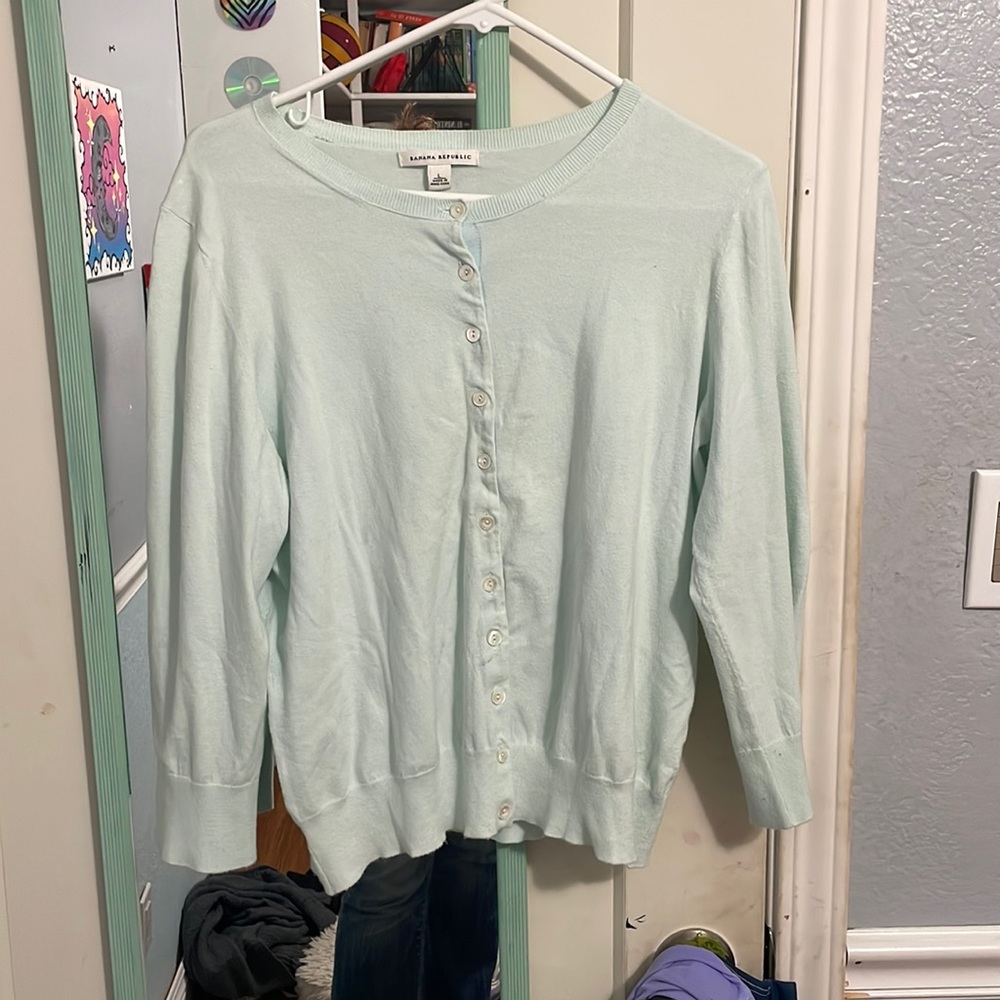 banana republic light blue cardigan
